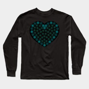 Blue and turquoise snowflakes fancy heart Long Sleeve T-Shirt